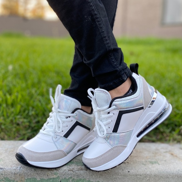 CLEARANCE! Kicks Holographic Wedge Sneakers - Picture 2 of 8